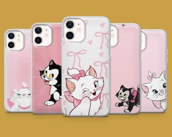 Minnie Phone Case Figaro Cute Cat Cover for iPhone 17, 17Pro, 16, 15, 14, 13, 12, Samsung S26, S25, S24, S23, A16 Pixel 10A, 10Pro, 9A