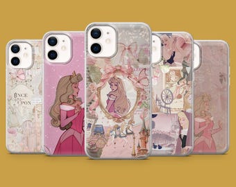 Funda de teléfono de La Bella Durmiente con dibujos de princesas Disney para iPhone 17, 16, 15, 14, 13, 12, Samsung S26, S25, S24, S23, A16, Pixel 10A, 9A