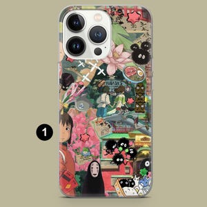 Puede incluir: Funda de tel&eacute;fono transparente con un colorido collage de personajes y escenas de anime. El dise&ntilde;o incluye personajes, flores y texto japon&eacute;s. La funda est&aacute; dise&ntilde;ada para un smartphone.