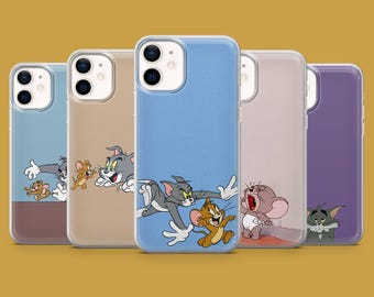 Tom and Jerry Phone Case Cartoon Nostalgic Cover for iPhone 17, 17Pro, 16, 15, 14, 13, 12, Samsung S26, S25, S24, S23, A16 Pixel 10A, 10, 9A