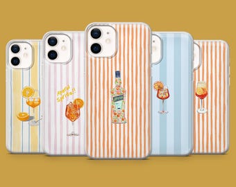 Aperol Phone Case Aesthetic Cocktail Spritz Cover for 17 Pro, 16, 15, 14, 13, 12, 11, Samsung S26, S25, S24, S23, S22, A56, Pixel 10A, 10, 9