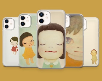 Funda de teléfono Yoshitomo Nara con estética kawaii para iPhone 17, 17Pro, 16, 15, 14, 13, 12, Samsung S26, S25, S24, S23, A16, Pixel 10A, 10, 9A