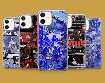 Hedgehog Phone Case Shadow Sonic Cover for iPhone 17, 17Pro, 16, 15, 14, 13, 12, Samsung S26, S25, S24, S23, A16 Pixel 10A, 10Pro, 9A