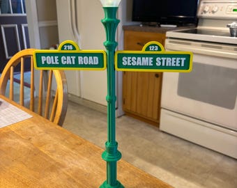 Personalized Sesame Street Inspired Street Sign | Light Up Cake Topper | Custom Names & Ages