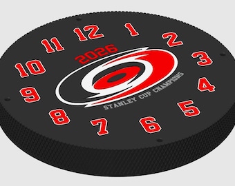 Carolina Hurricanes 2026 Stanley Cup Champions Puck Clock – 3D Printed Hockey Memorabilia