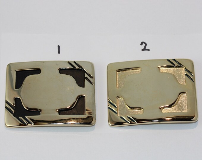 Engravable Jazzed Buckle Bright Gold Plate - Two Styles