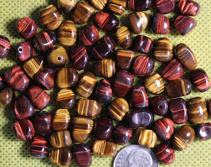 Tiger Eye Nugget Beads - Approx. 7x9mm  - Package of 68 beads