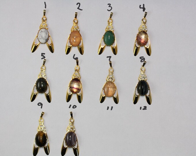 Gold Plated Pendant with 13 x 18 mm Gemstone Cabochon