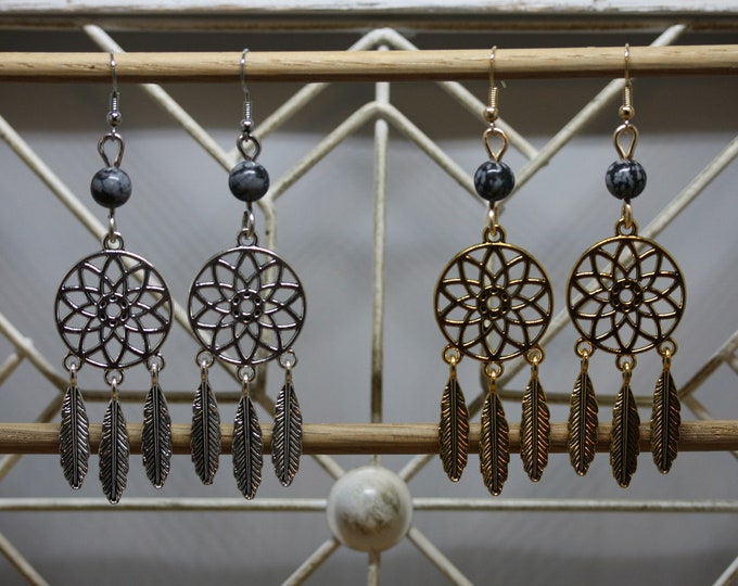 Snowflake Obsidian "Dream Catcher" Earrings