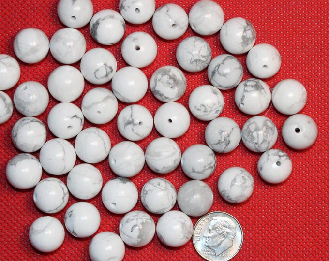 White Howlite Beads - 12mm  - Package of 48 beads
