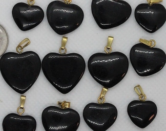 Black Stone Pendant Hearts or Valentines