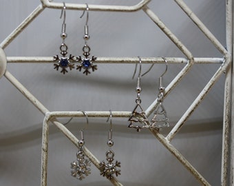 Christmas Earrings - 3 Different styles (silver plated)