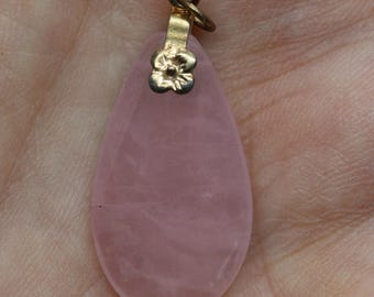 Flat Rose Quartz Tear Drop Pendants - Package of 12