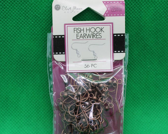 Fishhook Style Ear Wires - Oxidized Copper - Packages of 56