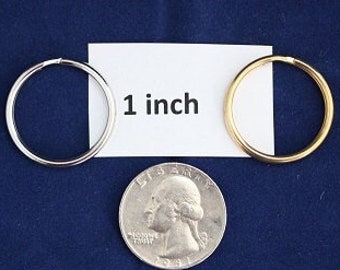 Split Ring Key Chain 24 mm (1 inch Diameter) Package of 50 - Available in Gold or Silver