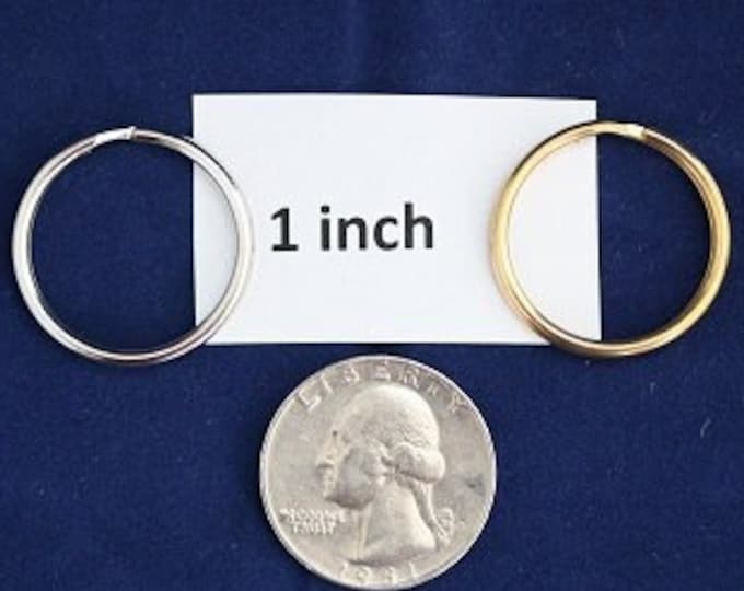 Split Ring Key Chain 24 mm (1 inch Diameter)  Package of 50 or 100 - Available in Gold or Silver