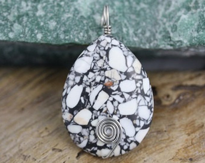 Brecciated Jasper Wire Wrapped Pendant - Item 1797