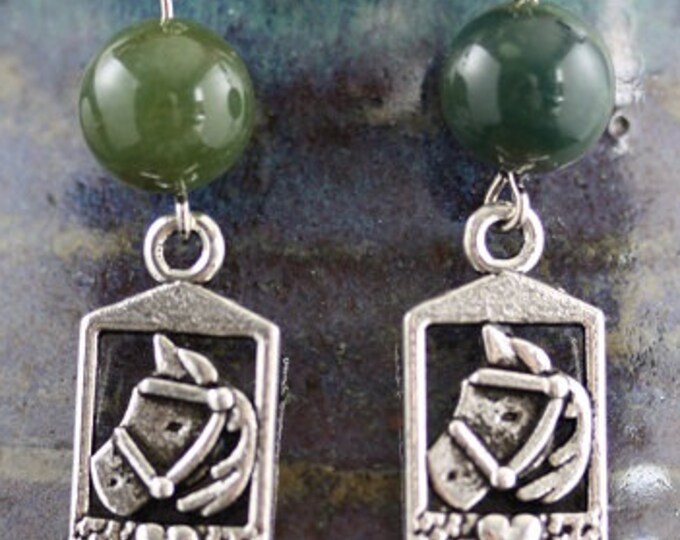 India Jasper Horse Earrings - Item 1776