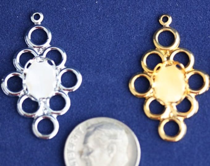 Rhombus Shape Pendant - Available in Gold or Silver - Package of 2