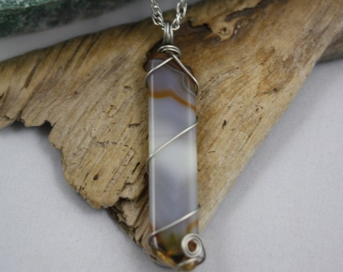 Brazilian Agate wire wrapped Necklace - Item 3181