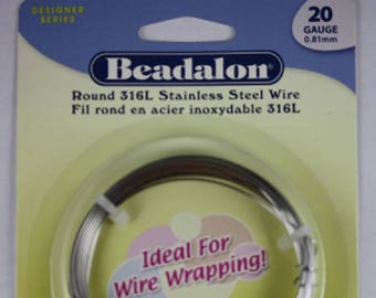 19.7 Foot Coil 20 Gauge Beadalon 316L Stainless Steel Wire