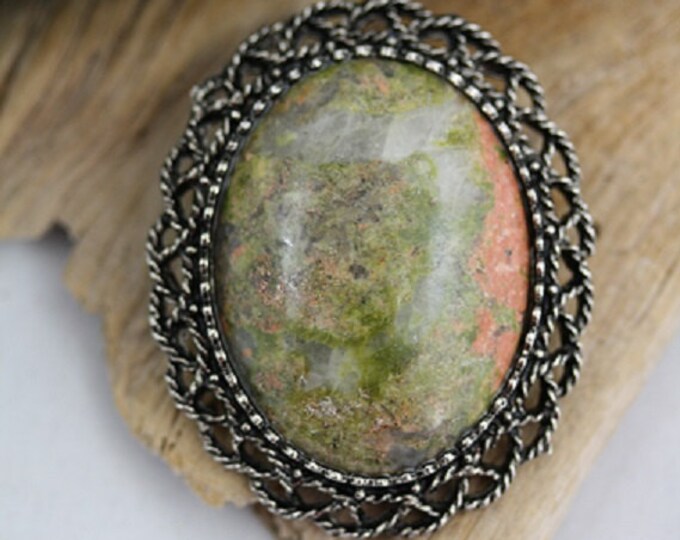 30 x 40mm Unakite Brooch/Pendant - Item 811