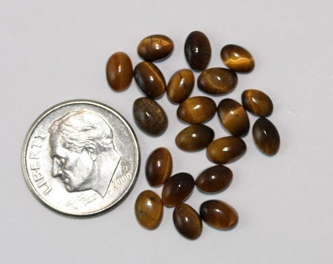 4 x 6 mm Tiger Eye Cabochons - Package of 16 stones