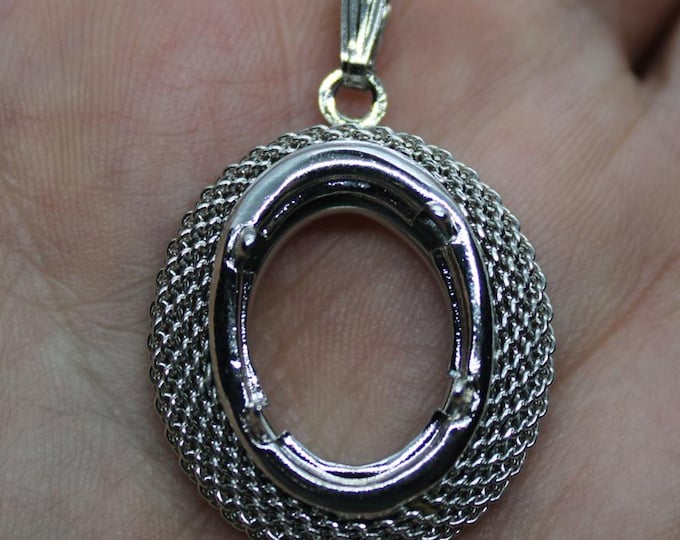 Mesh Style Silver Plated Prong Mount 13x18mm Pendant - Pack of 3