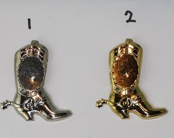 Bolo Slide Cowboy Boot w/spur 18 x 25mm Vertical bezel mount - Available in Silver or Gold Plated