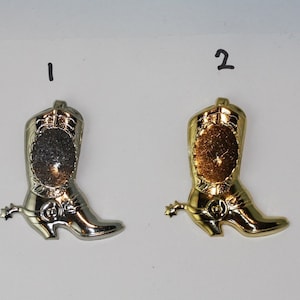 Bolo Slide Cowboy Boot w/spur 18 x 25mm Vertical bezel mount - Available in Silver or Gold Plated