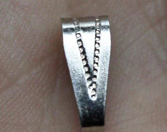 Rhodium Silver Locket Bail Loop for Chain Pendant Findings - Package of 36