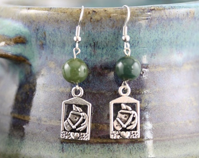 India Jasper Horse Earrings - Item 1776
