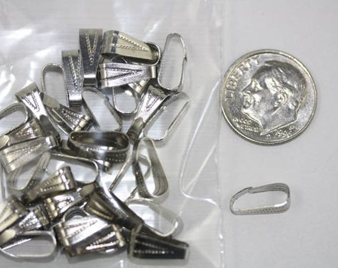 Rhodium Silver Locket Bail Loop for Chain Pendant Findings - Package of 36