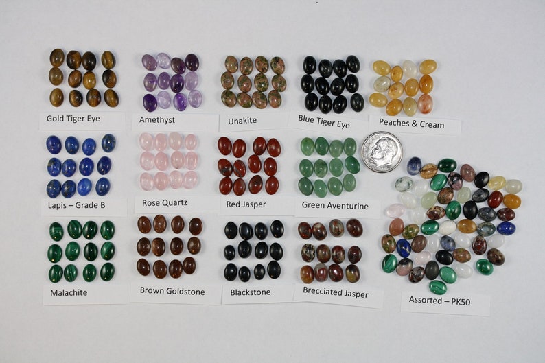 6 x 8 mm Cabochons Package of 12 Gemstones zdjęcie 3