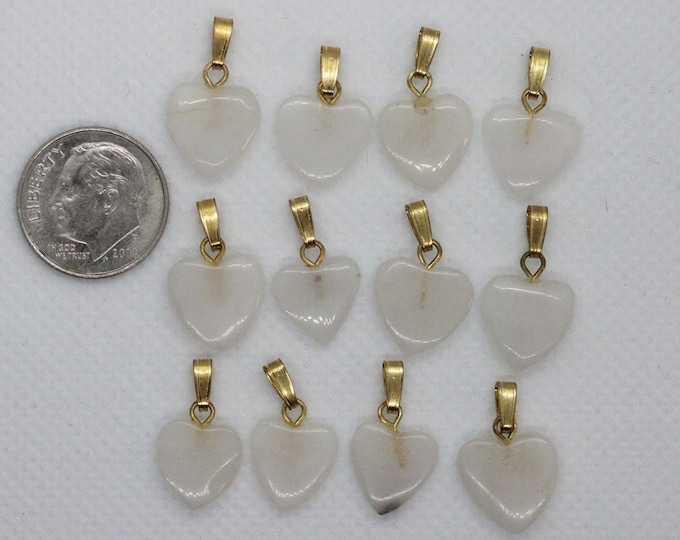 White Quartz Pendant Hearts or Valentines (Small)