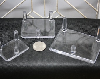 Lucite Three Peg Geode Stands