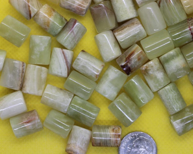 Mexican Onyx Round Tube Beads - 12x9mm to 14x10mm  - Package of 48 beads