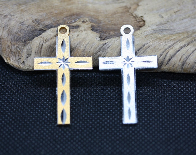 Package of 24 - Machine Engraved Gold or Silver Plated Cross