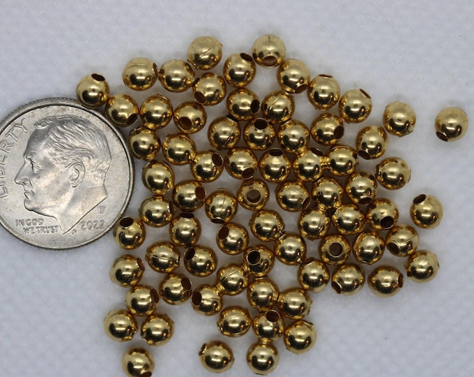 Round Metal Beads 4 mm Hamilton Gold plated