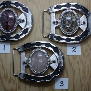 Silver Plated Horseshoe Belt Buckle with Black Background