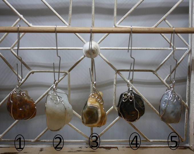 Tumbled Stone Wire Wrapped Pendant - 5 To Choose From