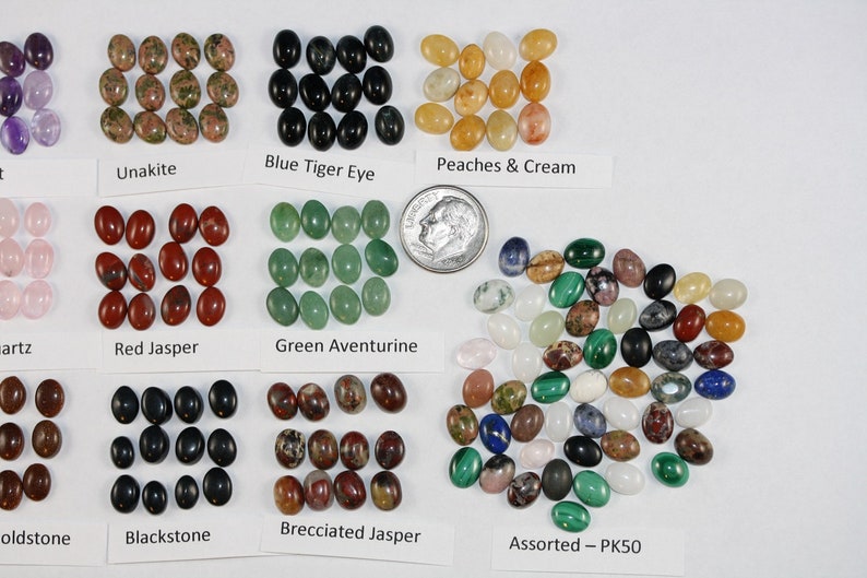 6 x 8 mm Cabochons Package of 12 Gemstones zdjęcie 8