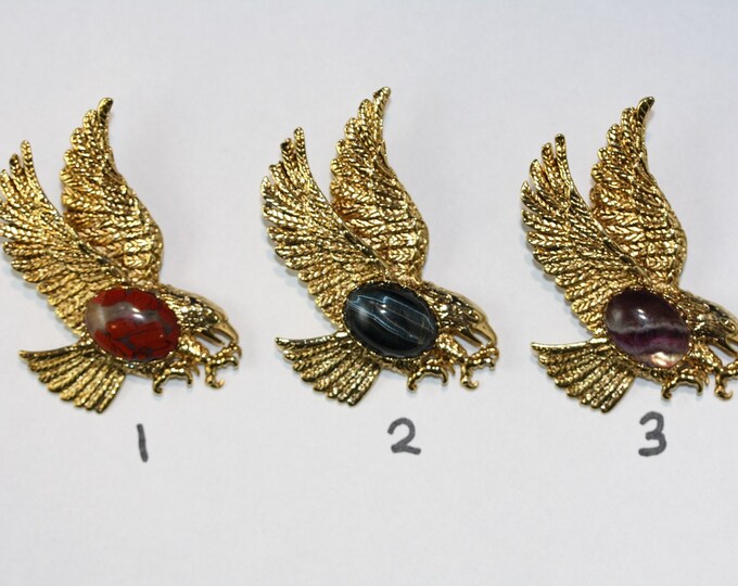 Gold Plated Eagle Bolo Slide with 13 x 18 mm Gemstone