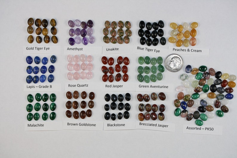 6 x 8 mm Cabochons Package of 12 Gemstones zdjęcie 9
