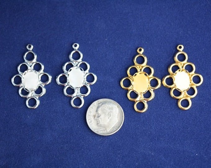Rhombus Shape Pendant - Available in Gold or Silver - Package of 2