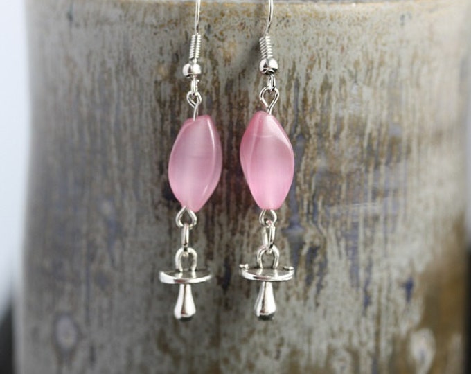 Earrings - Pink Cats Eye Pacifier - Item 1626