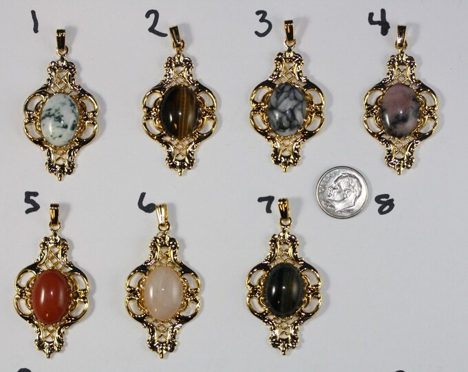 Corset Oval Pendant with 13 x 18 mm Cabochon