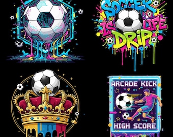 Neon Soccer Drip PNG Bundle: Graffiti Streetwear Clipart (Digital Download)
