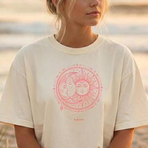 Balance Shirt Sun Moon, Boho Yoga Tee, Beach Surfer Shirt, Spiritual Gift for Women, Celestial Graphic T-Shirt