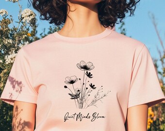 Maglietta Quiet Minds Bloom - Maglietta floreale per la salute mentale, regalo boho